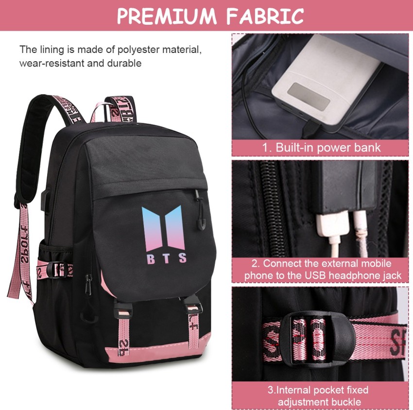 Cluci for girls, front side bts printed college bags girls, 10 L Backpack  Black - Price in India