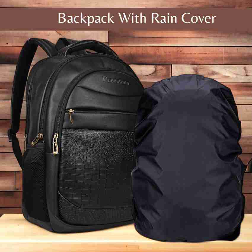 Flipkart Pramadda Pure Luxury Stylish Leather backpack For School College Boys With Rain Cover For 9th 12th. Waterproof School Bag School Bag