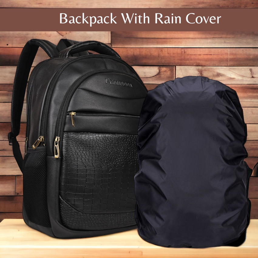 Flipkart Pramadda Pure Luxury Stylish Leather backpack For School College Boys With Rain Cover For 9th 12th. Waterproof School Bag School Bag