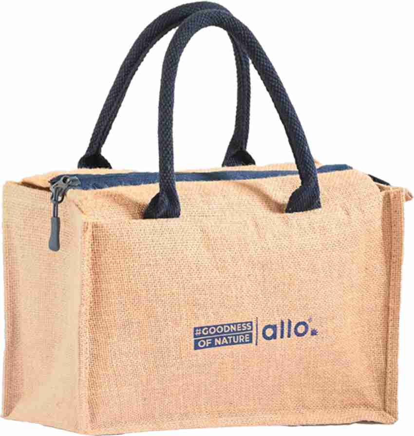 Allo Leakproof, Water Resistant Multipurpose Jute Lunch Bag For Office, Beige Waterproof Lunch Bag