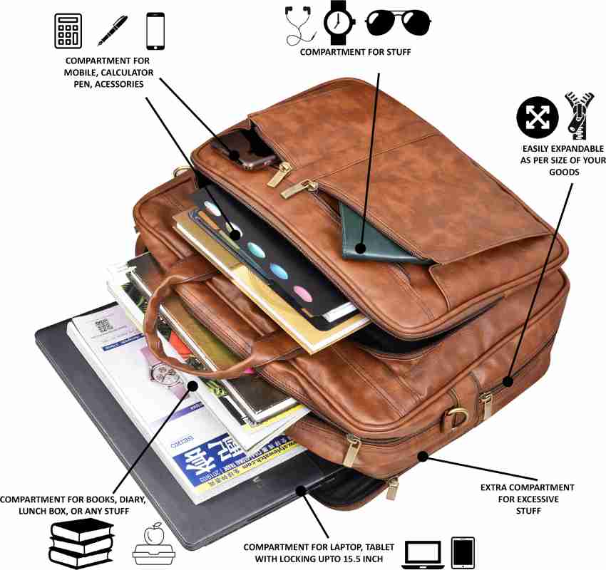 Xporiva MacBook Laptop bag/Cross body Laptop Bag/Messenger  bag/Leather Laptop bag/Office Waterproof Messenger Bag - Messenger Bag