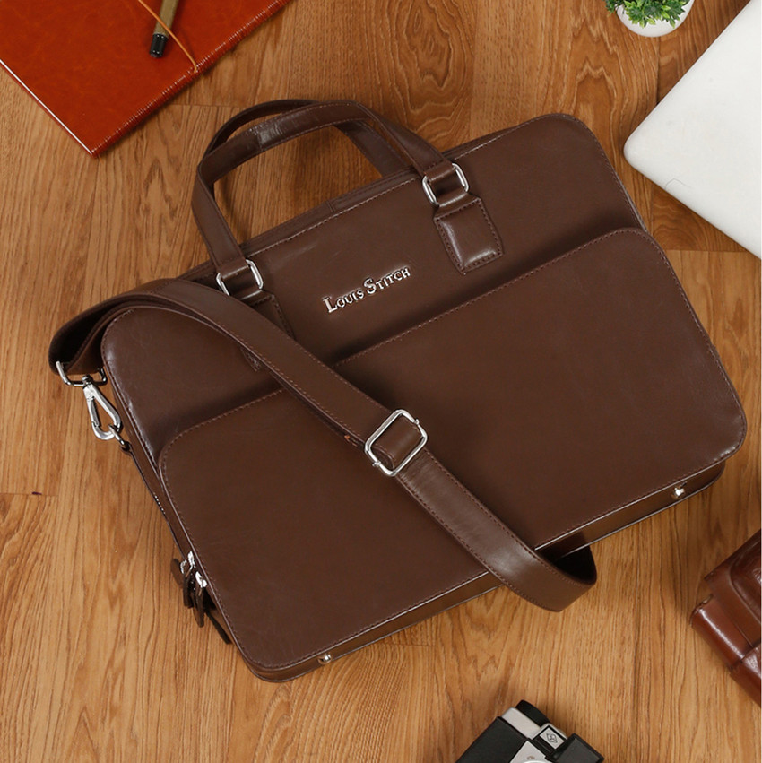 Flipkart LOUIS STITCH Brown Italian Leather Laptop Bag with Shoulder Strap for Men Messenger Bag Messenger Bag