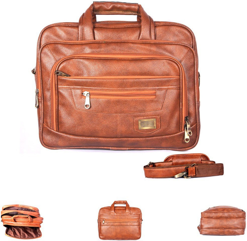 Flipkart HANDCUFFS Leather Expandable Office Bag 17 Inch Laptop Bag For Men Waterproof Messenger Bag Messenger Bag