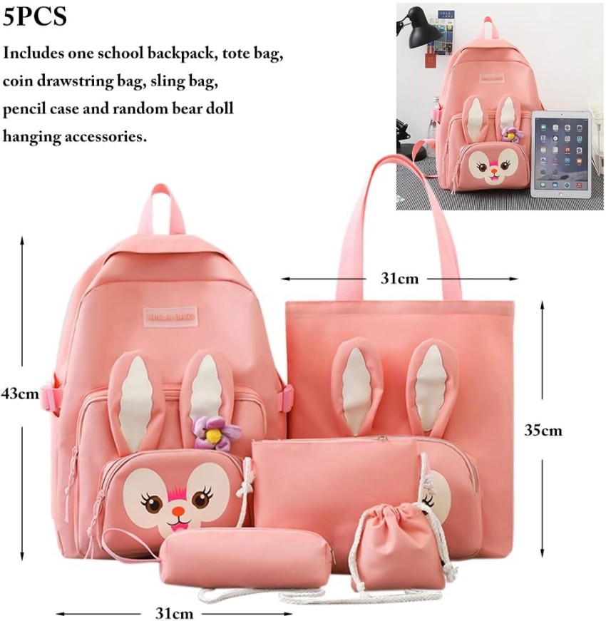 Sets School Bags For Girls Canvas School Backpack With Pencil Case