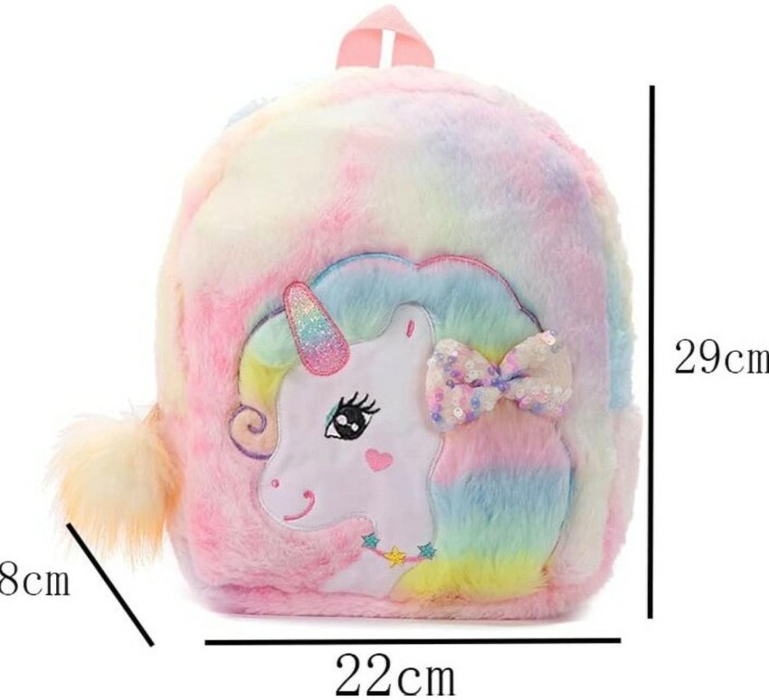 LS ENTERPRISES Unicorn Furry Small Mini Backpack for Toddler  kids Girls 2-7 Years Old Baby Bag Shoulder Bag - Shoulder Bag