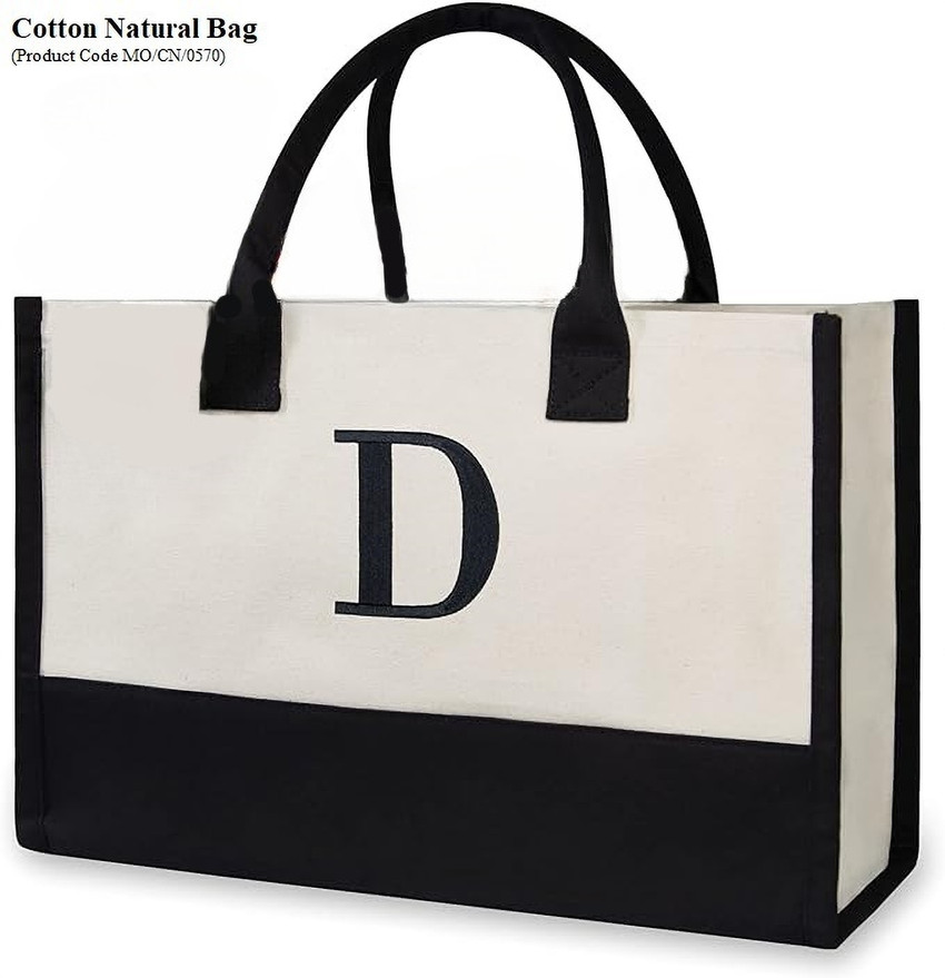 Canvas initial hotsell tote bag