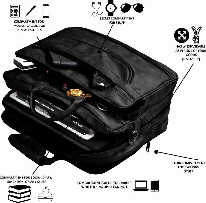 Flipkart parth Black Color Faux Leather 28L Big Size Office Laptop Bag For Men BG22 Waterproof Messenger Bag Messenger Bag