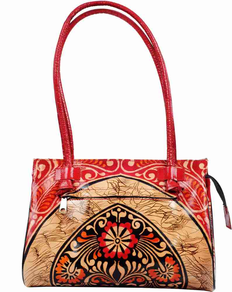  Zint 100% Genuine Leather Women's Batik Indian Shantiniketan  Ethnic Tote Bag Twin Royal Elephant Design : Clothing, Shoes & Jewelry