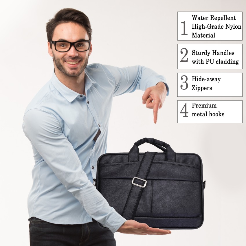 Rich Hunters Premium Black Color Leather Messenger Bag for  Office Bag For Men Or Women Waterproof Messenger Bag - Messenger Bag