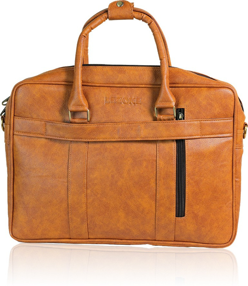 Flipkart Lezone Original Men s Tan Leather Briefcase Best Laptop Messenger Bag for Laptop Waterproof Messenger Bag Messenger Bag