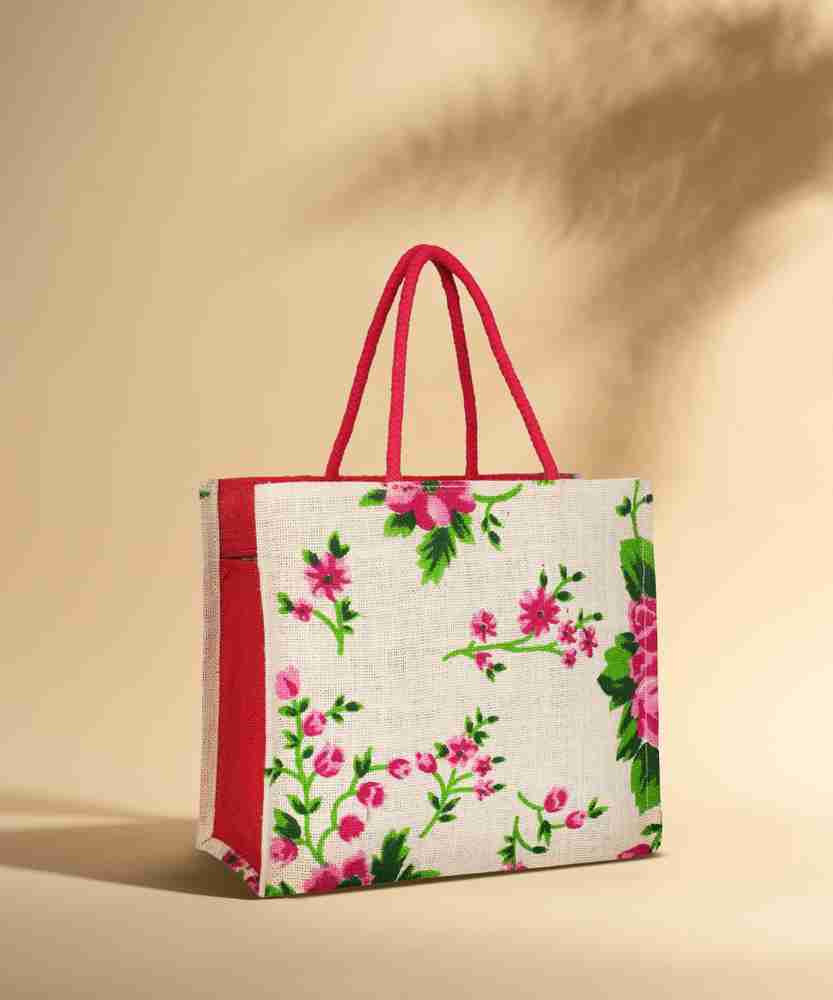 Flipkart Hackon Multi flower lunch bag small jute bag Girls