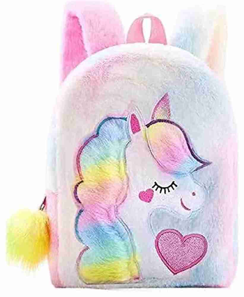 Flipkart AGC Unicorn Furry Backpack Cute Unicorn Bag Soft