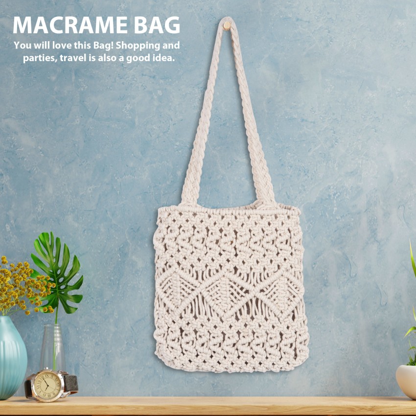 Buy BBAMSO Womens Handmade Macrame Hand Bags Off White BBAMSOD0010 at  Amazonin
