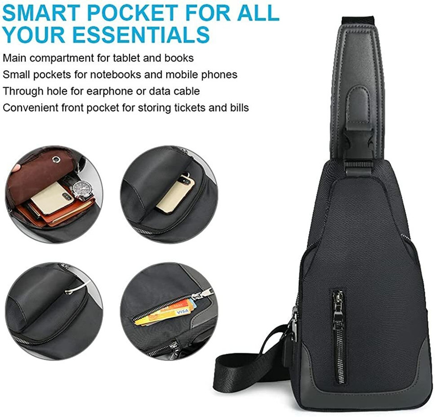 Flipkart PROBEROS Chest Bag for Men Crossbody Bag Women Shoulder Bag Nylon Bag with Cable Vent Sling Bag Sling Bag