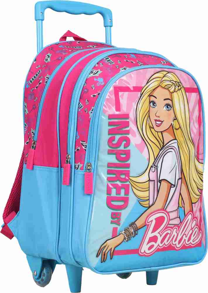 Easyhome Girl's Soft Fabric Wheels Trolley Backpack School Bag Waterproof  Trolley