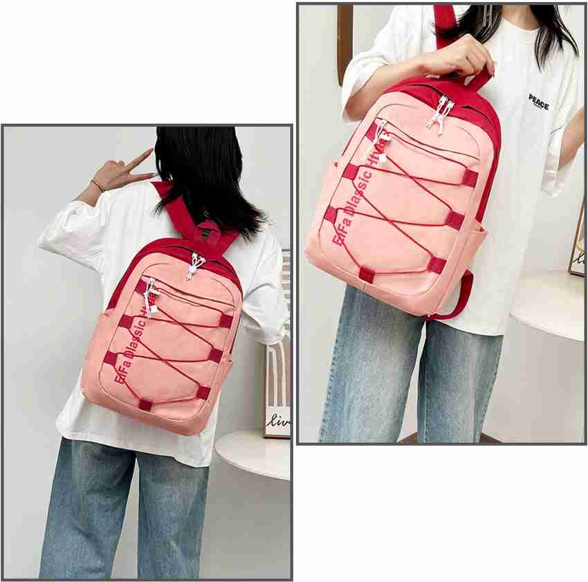 Flipkart Tlismi Lace up Styled Contrast Colour Unisex School Bag For Students College Teens Waterproof Backpack Backpack