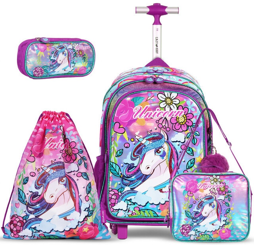 Flipkart Eazy Kids 18 Set of 4 School Bag Lunch Bag Activity Bag Pencil Case Unicorn Backpack Backpack