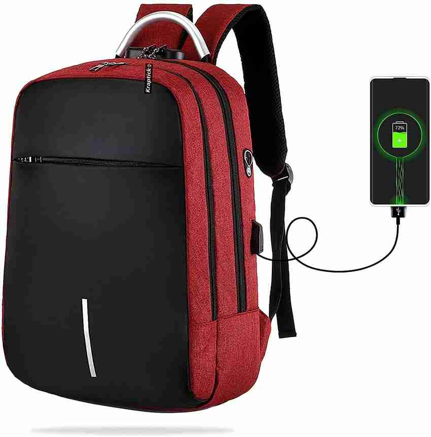KRAPTICK Metal Handle Bag with USB Cable for Phone Charging with Numeric Lock Mechanism Laptop Bag KRAPTICK Flipkart