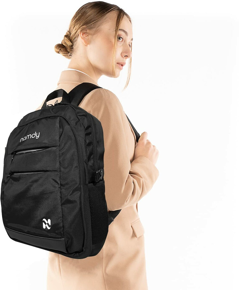 Namdy Everyday Essential Black Office Laptop Backpack with Rain Cover Laptop Bag Namdy Flipkart