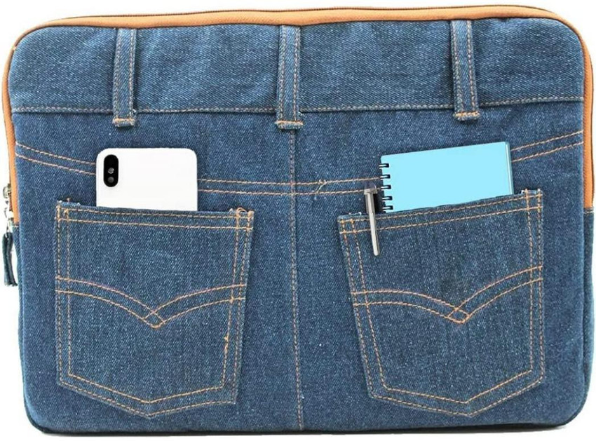 Denim laptop top bags