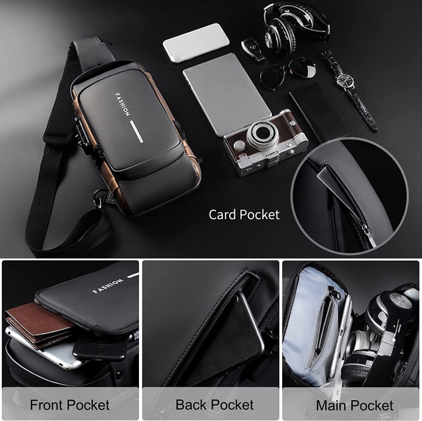 USB Charging Sport Sling Anti-Theft Shoulder Bag