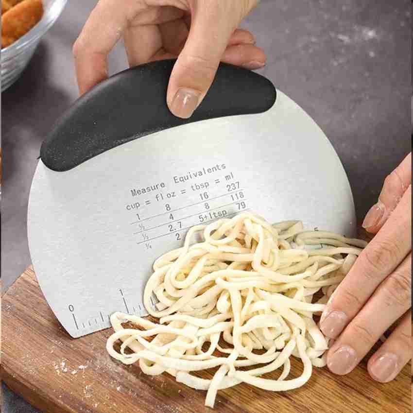 Dough Cutter and Scraper Tool stainless Steel Pizza Cutter Pastry Scraper  for Baking Cake Bench Scraper Cake Scraper with Measuring Scale for Pizza