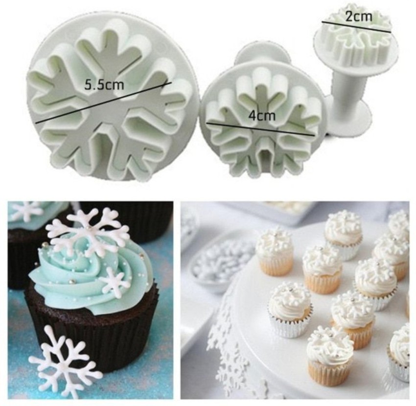 Cake Tools 1 set Christmas Snowflake Fondant Cake Mold Fondant Cookie  Plunger Cutter Cookie Stamp Cookie Molds Cake Decorating