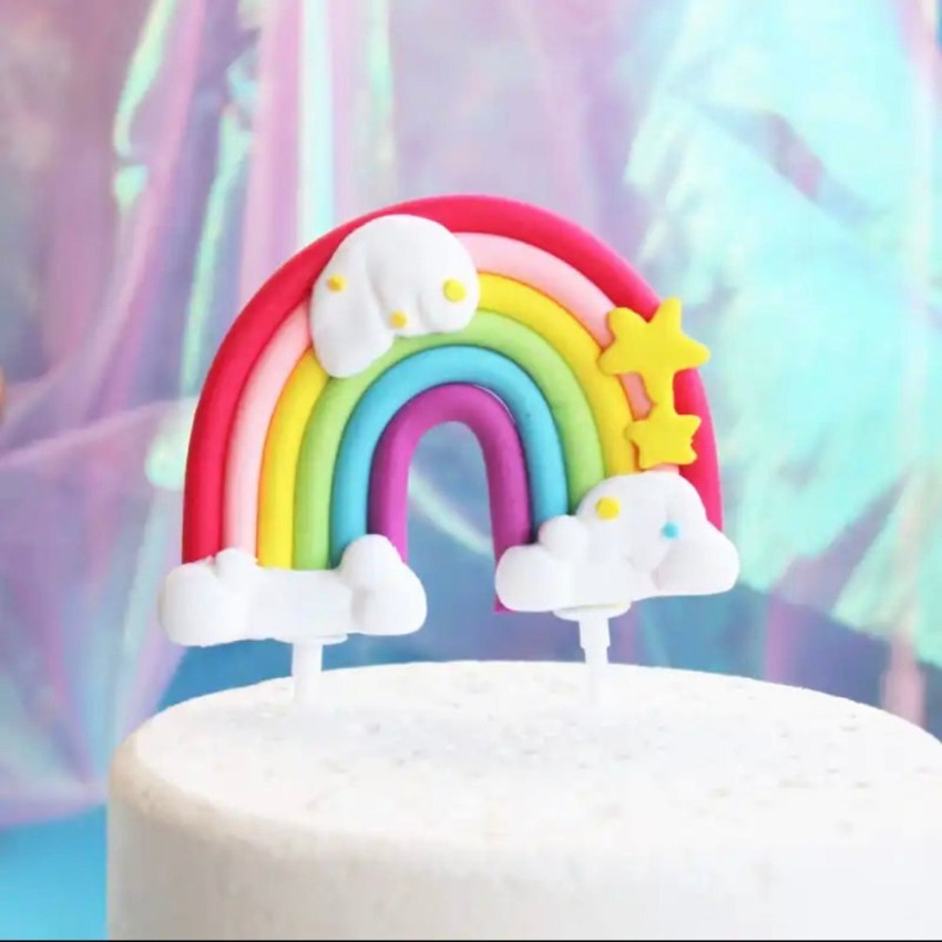 Cartoon Cute Rainbow Cloud Cake Happy Birthday Cake Party Wedding Dessert  Cake Topper Decoration Baby Shower Cake Decoration - AliExpress