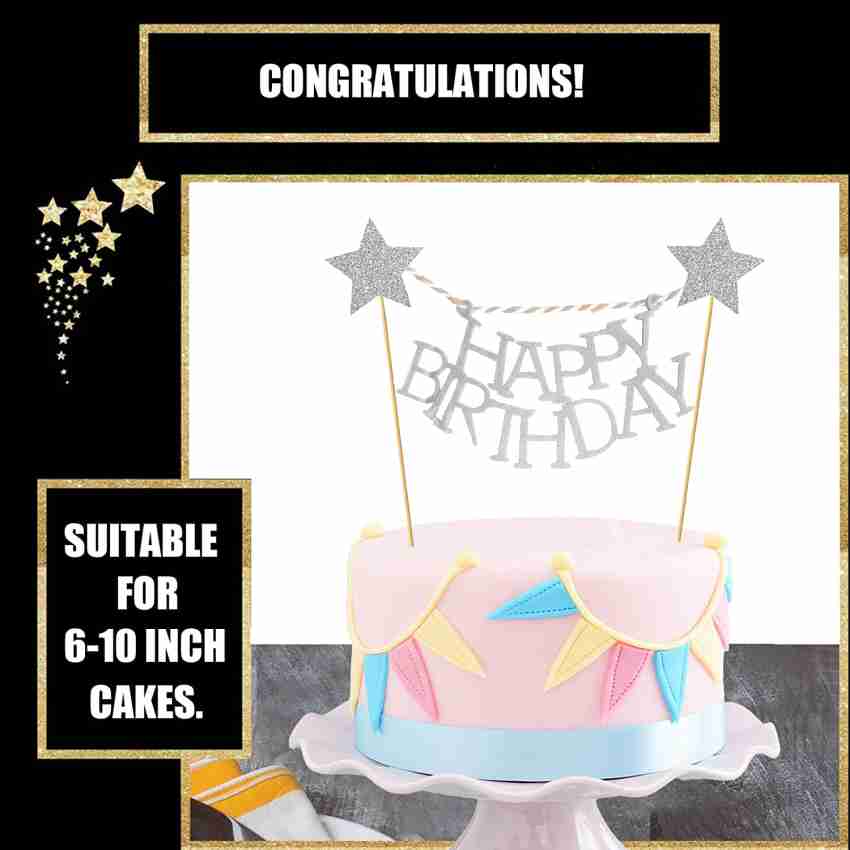 ZYOZI Happy Birthday Cake Topper-Glitter Silver White Birthday Cake Topper  Decorations Cake Topper Price in India - Buy ZYOZI Happy Birthday Cake  Topper-Glitter Silver White Birthday Cake Topper Decorations Cake Topper  online