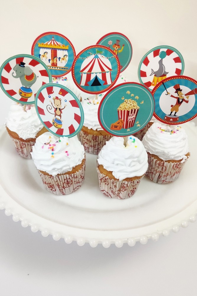 Circus Theme Personalized Cup Cake Topper | Party Supplies India