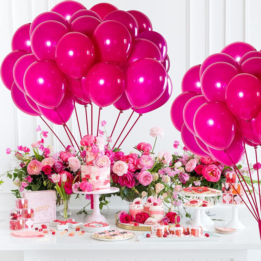 Flipkart Giftzadda Printed Happy Birthday Magenta Dark Pink Balloons Kit For Birthday 50Pcs Balloon Balloon