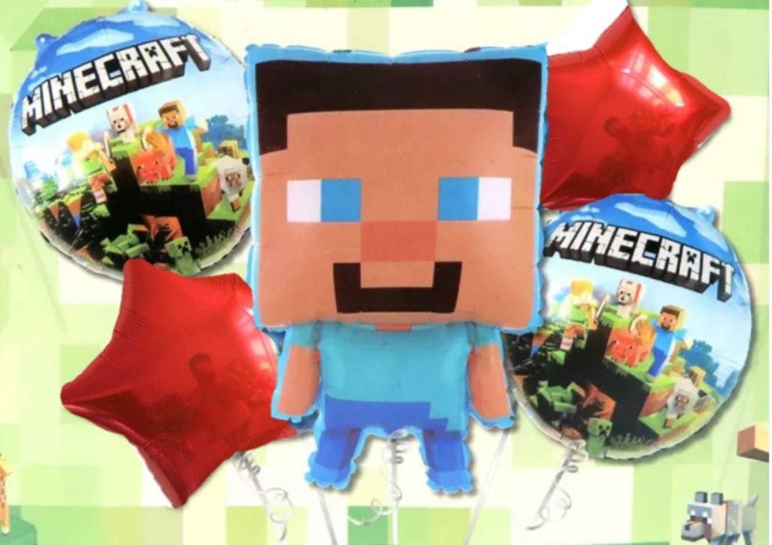 5PC MINECRAFT Gaming FOIL BALLOONS Birthday Party Supplies Set