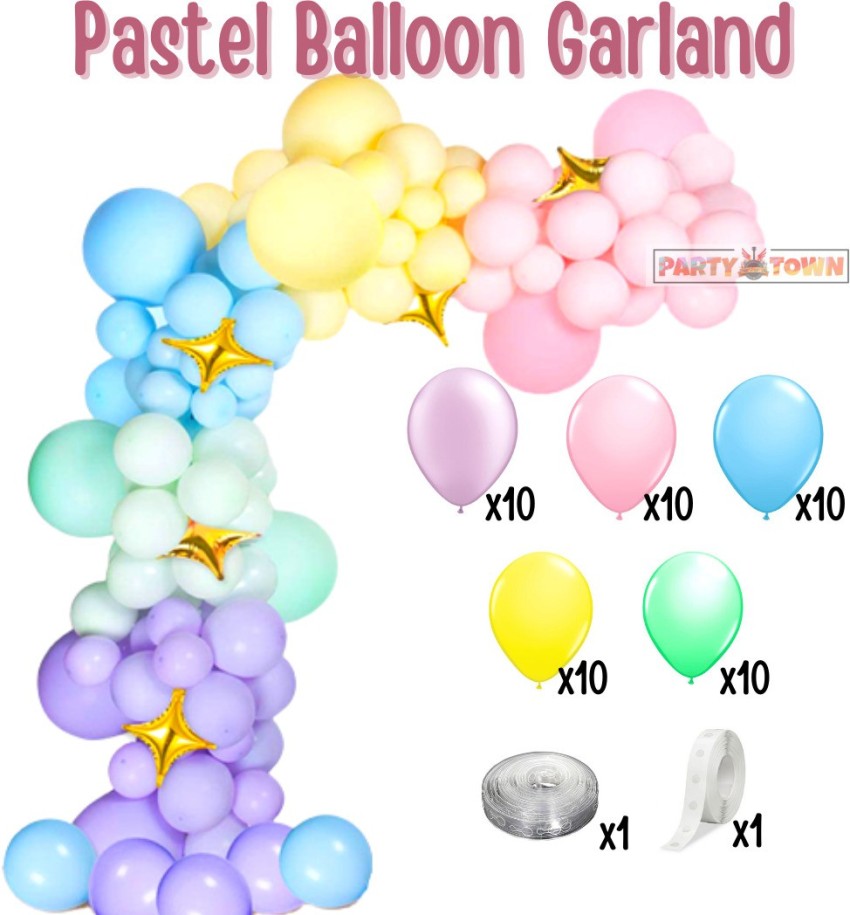 Pastel Balloon Arch Kit, 53 Pcs Rainbow Clouds Balloon Kit