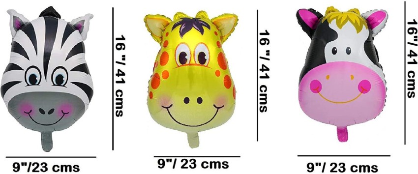 18 Pack Jungle Safari Animaux Tête Foil Ballons Tigre Zèbre Girafe