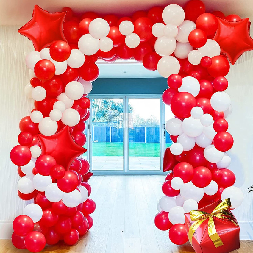Flipkart R G ACCESSORIES Solid Red White Balloons Garland Kit Of 53 Pcs For Party Decorations Balloon Balloon