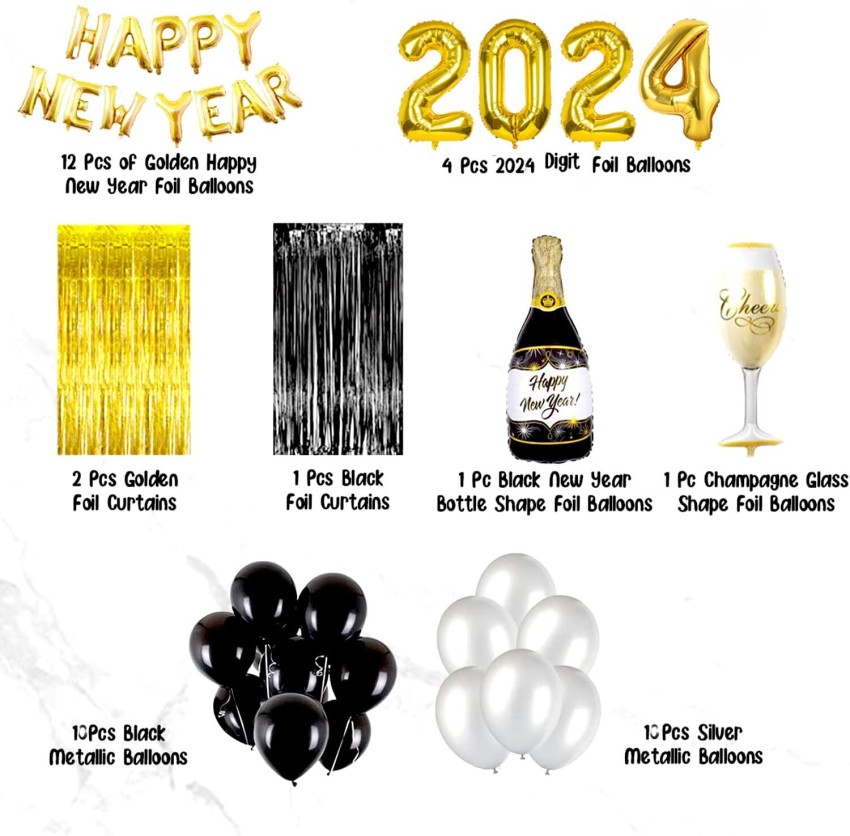 Anayatech Solid 2024 Happy New Year balloon - 55 Pcs Balloon  - Balloon