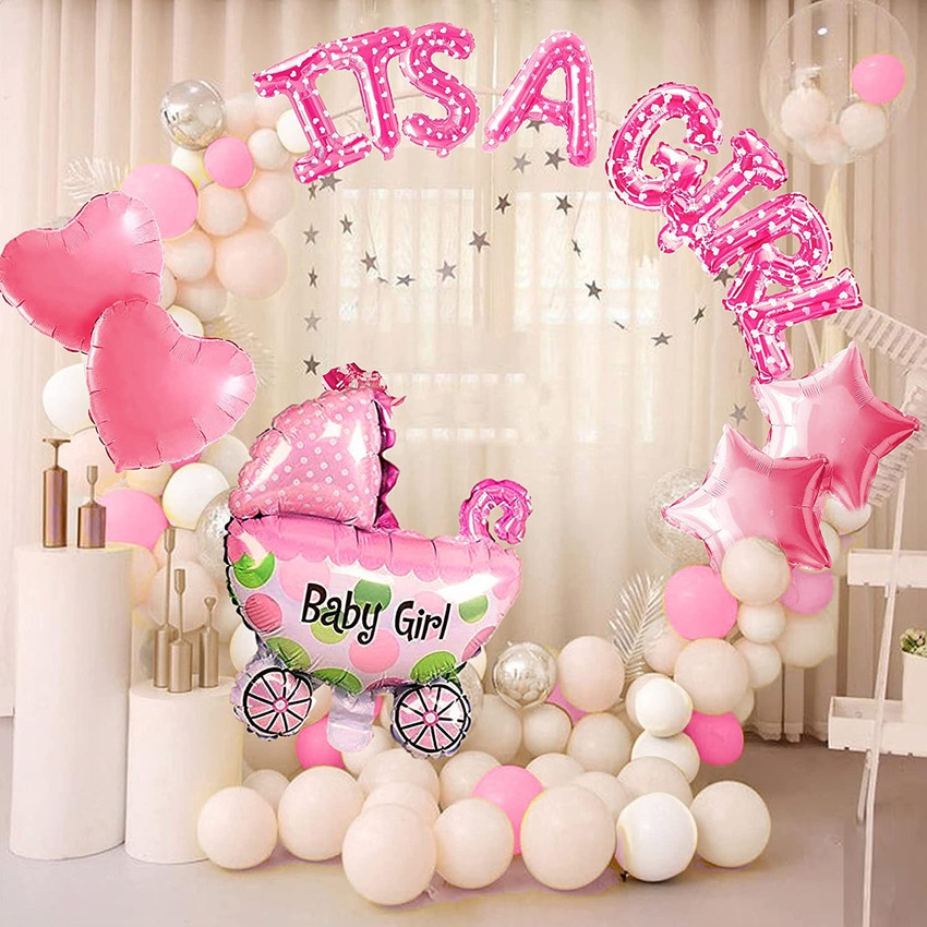 Balloon decoration for baby girl clearance