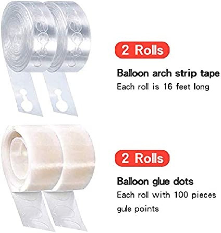 RJV Global Solid Balloon Reusable Arch Strip Tape 2 & 2 Glue  Dots Roll (Set of 4) Balloon Bouquet - Balloon Bouquet