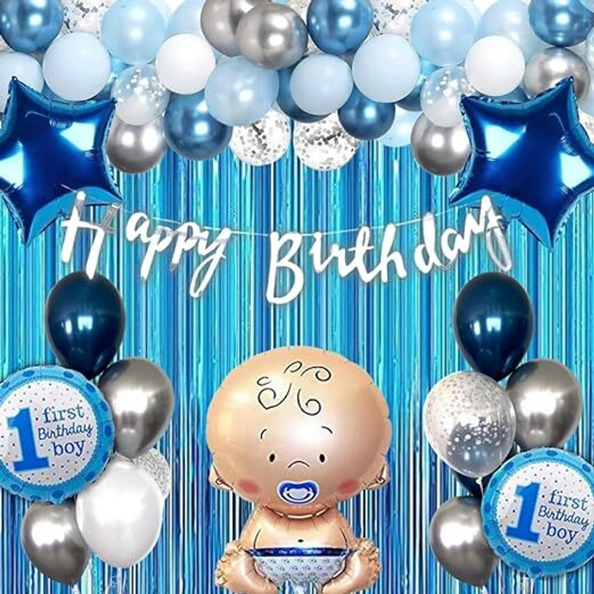 groovywings Happy 1st Birthday Decoration Kit for Baby Boy Foil Balloons Price in India Buy groovywings Happy 1st Birthday Decoration Kit for Baby Boy Foil Balloons online at Flipkart