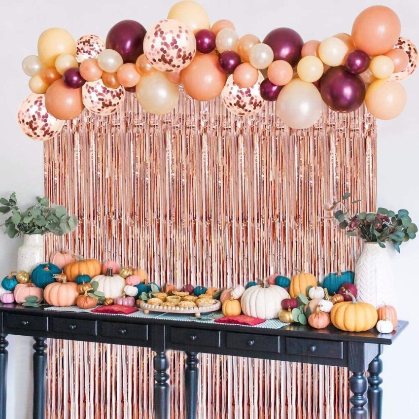 Peach and Gold Party Streamers Backdrop