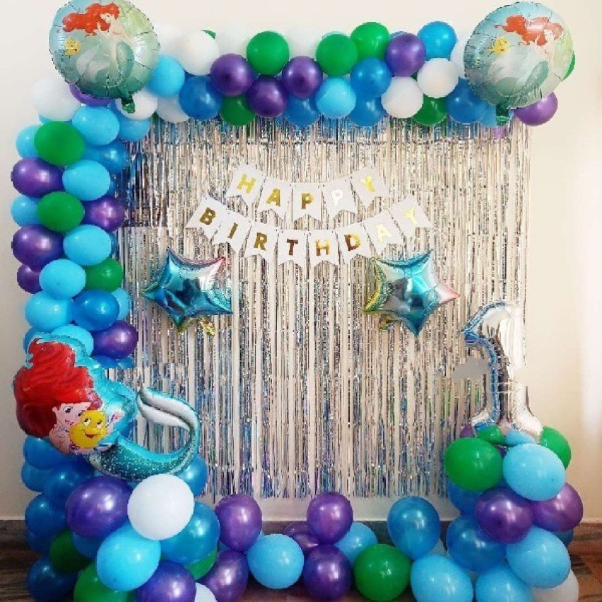 Bash N Splash Solid Mermaid Underwater Ocean theme Birthday  Party Decoration Pack of 101 pcs Balloon - Balloon