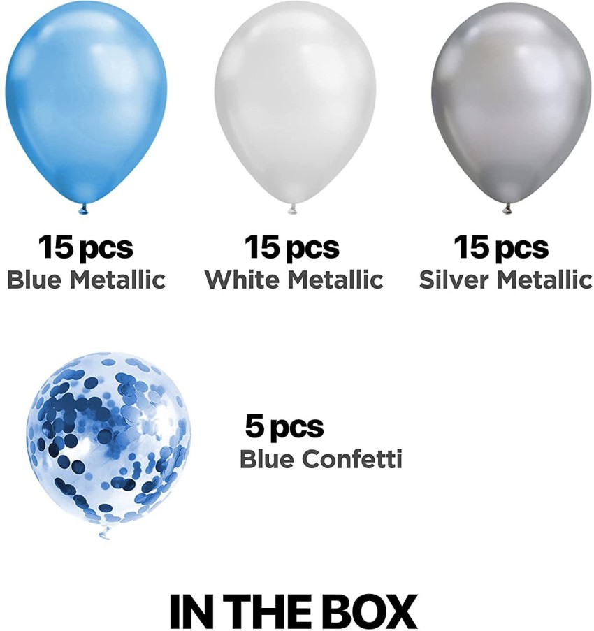 DEQUERA Solid Beautiful Birthday Balloons Bouquet Set Blue  White Pack of 15 Pcs Balloon - Balloon