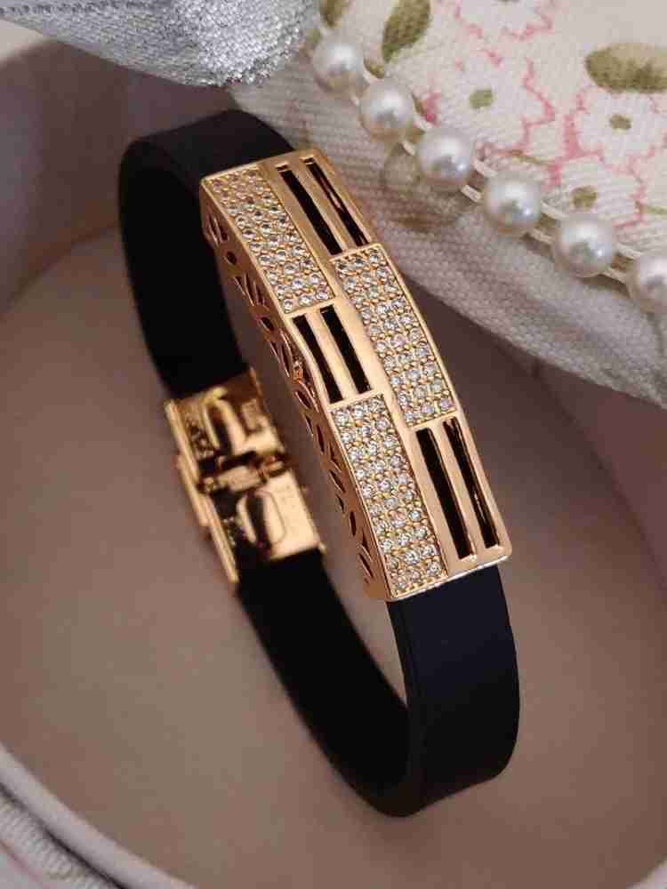 Leather and diamond bracelet sales