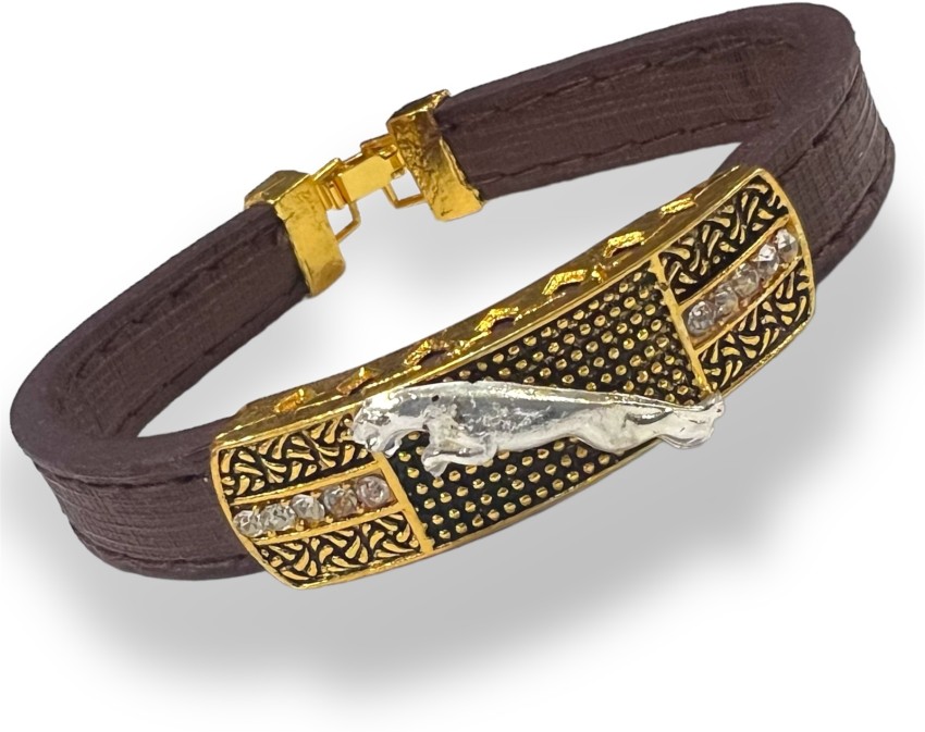 Buy quality Mens 22K Gold Leather Bracelet-MLB25 in Ahmedabad