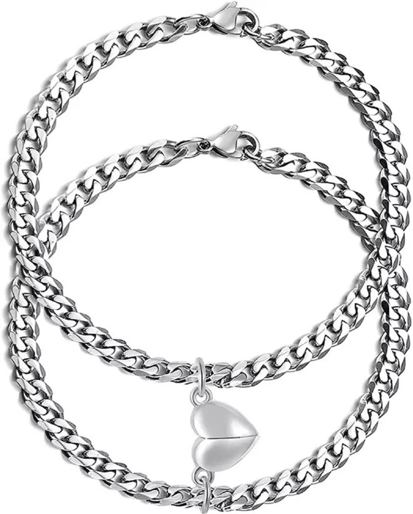 Mens silver bracelet best sale flipkart