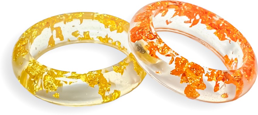 Resin Bangle With Golden Flakes Black and Gold Bangle Metal 