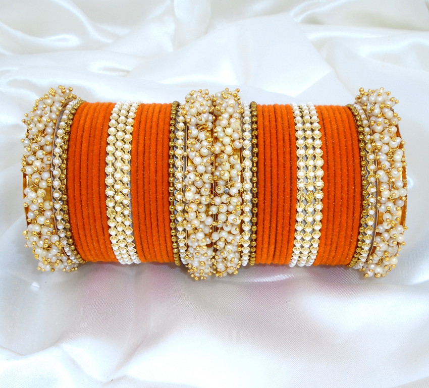 Orange metal bangles sale