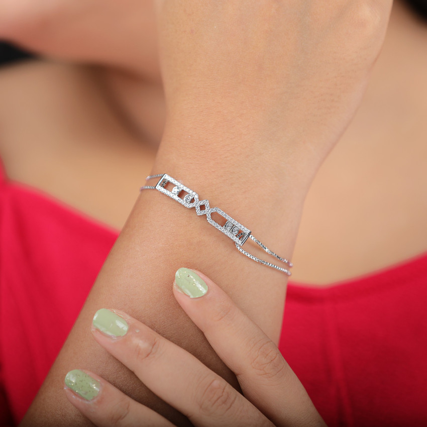 KILORY Silver Cubic Zirconia Sterling Silver Bracelet Price in