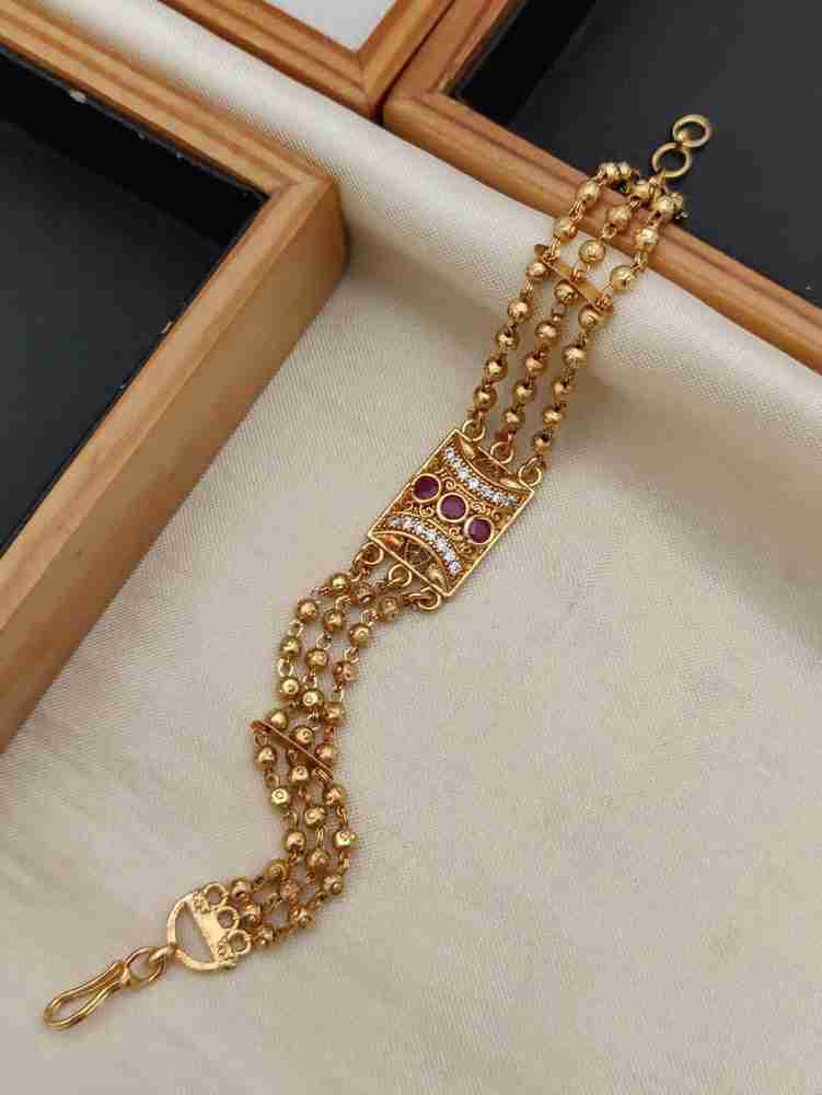Shiv Enterprise Metal Cubic Zirconia Gold plated Bracelet Price in