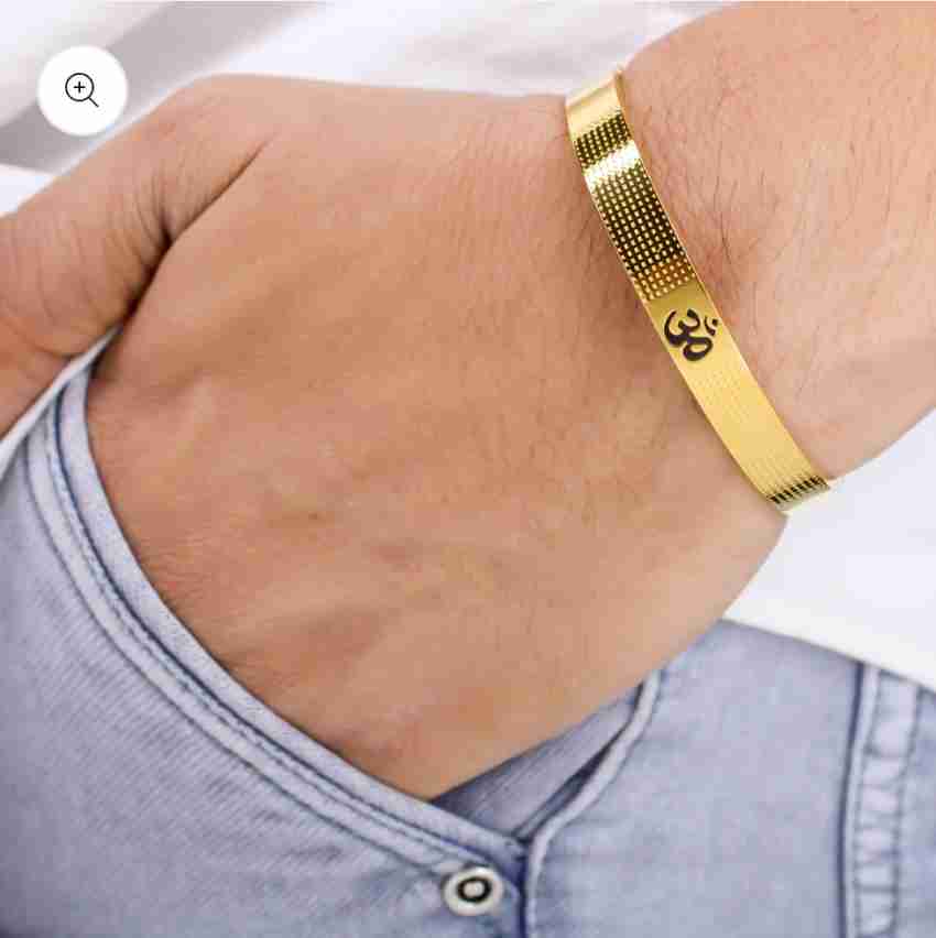 Om Dotted-Pattern Gold Men's Bracelet